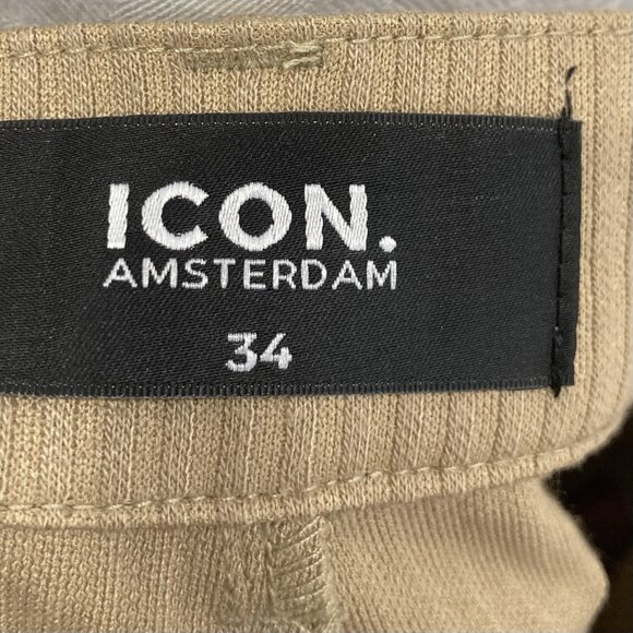 Icon Amsterdam Pants Mens 34 Khaki Tan Amari Trousers Golf Business Casual Slack - Picture 3 of 6